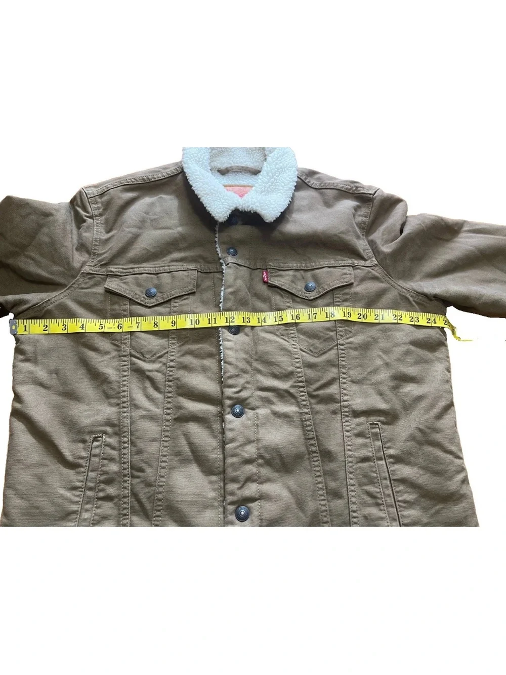 Levi’s Men’s Sherpa Trucker Jacket Khaki Tan 16365‑0122  XL – Excellent, Clean - Picture 6 of 7